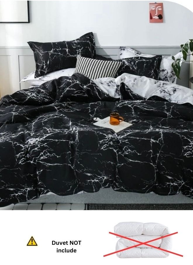 Single size 4-piece duvet cover set marble design.