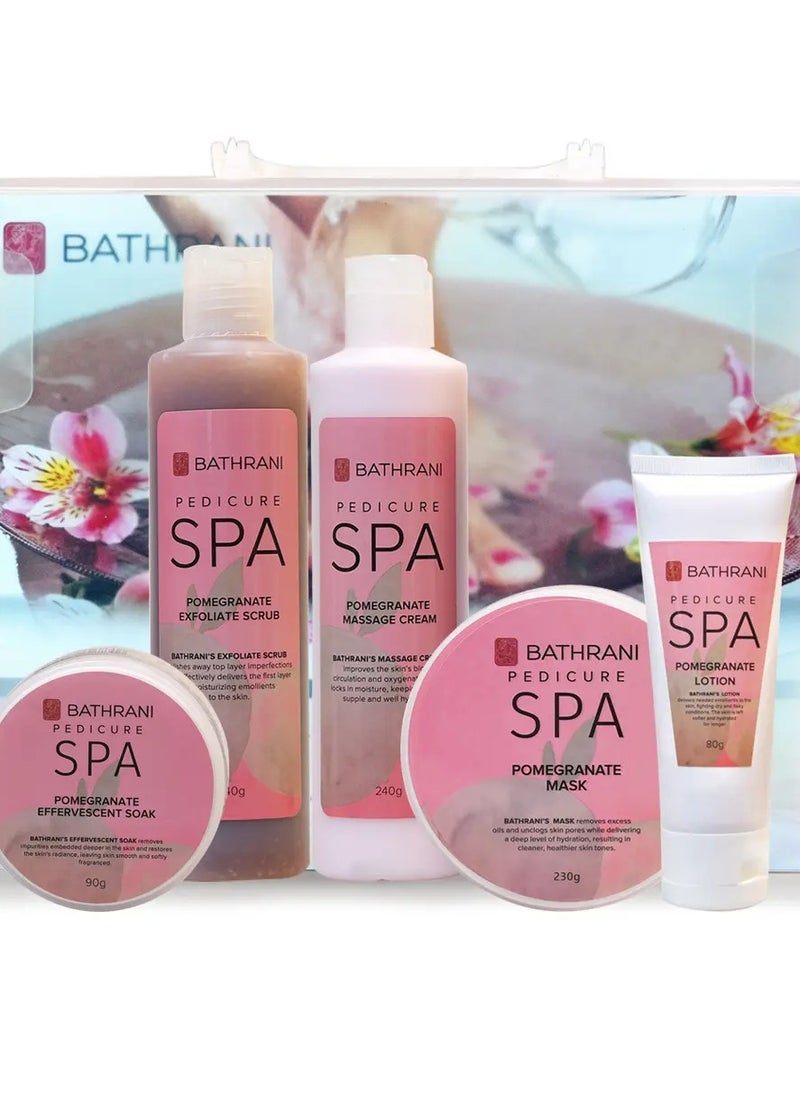 BATHRANI Pedicure Spa Set 5 Step Bath Fizz Scrub Massage Cream Mask Feet & Foot Lotion