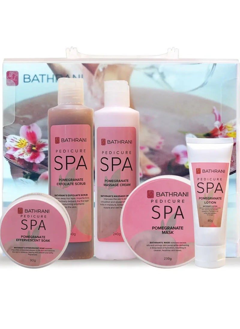 BATHRANI Pedicure Spa Set 5 Step Bath Fizz Scrub Massage Cream Mask Feet & Foot Lotion