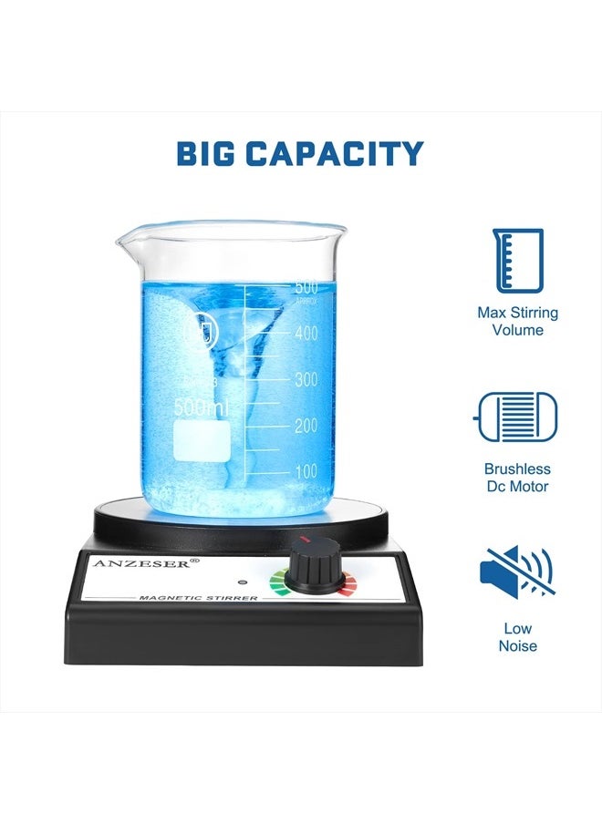 Magnetic Stirrer Magnetic Stir Plate 3000RPM Lab Stirrers with Stir Bar Max Stirring Capacity 3000mL Magnetic Mixer (No Heating)