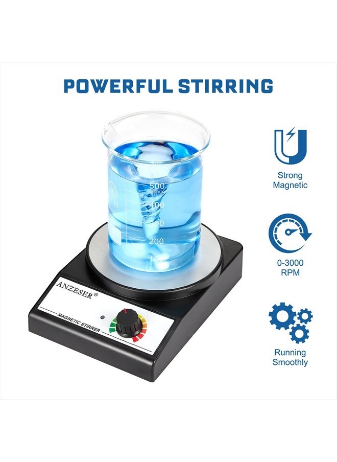 Magnetic Stirrer Magnetic Stir Plate 3000RPM Lab Stirrers with Stir Bar Max Stirring Capacity 3000mL Magnetic Mixer (No Heating)