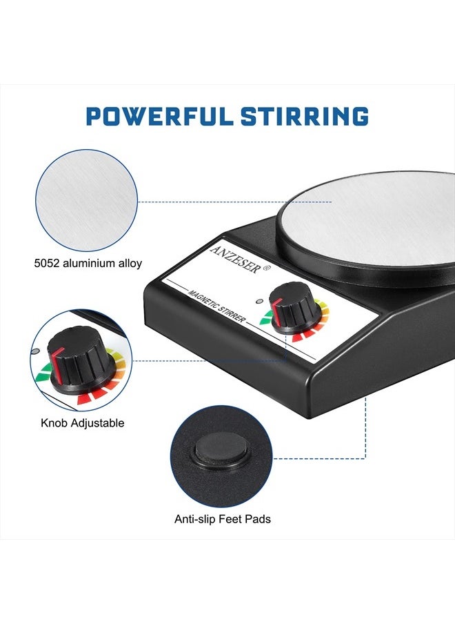 Magnetic Stirrer Magnetic Stir Plate 3000RPM Lab Stirrers with Stir Bar Max Stirring Capacity 3000mL Magnetic Mixer (No Heating)