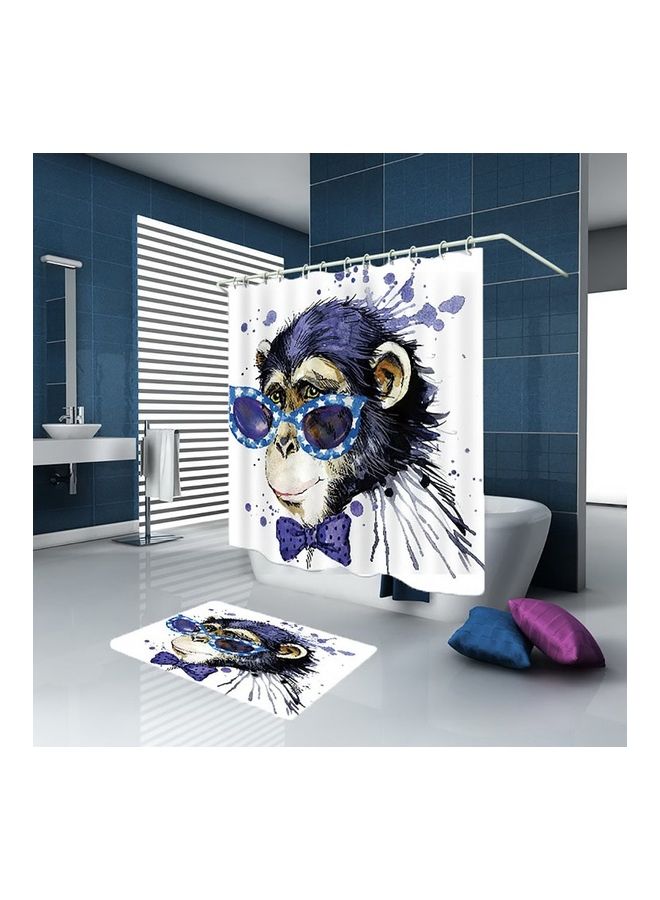 Monkey Wearing Glasses Bathroom Mat Multicolour 30 x 20 x 3cm