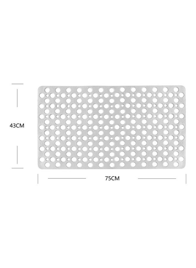 Plastic Circle Hole Anti-slip Bathroom Mat White 75 x 42 x 4cm