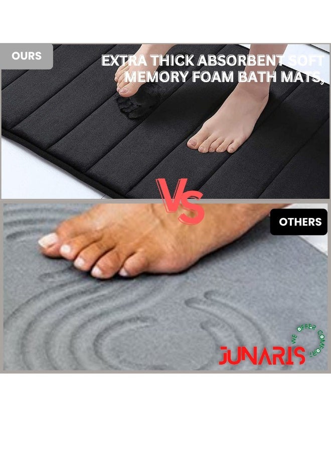 Bathroom Rug Set 3 Piece - Non Slip Extra Soft Absorbent Washable & Dry Toilet Memory Foam Bath Mat Sets