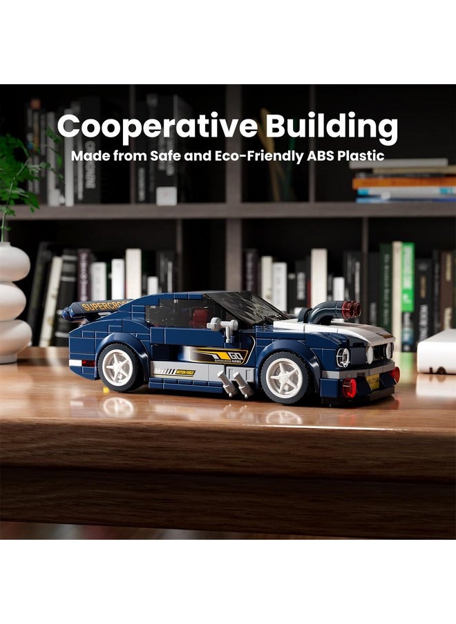 Speed Champion Mustang 1967 Car Building Sets With Display Case, Cool Simulation Cockpit Race Car Building Kits, 27048 Collectible Model Car Kits Building Blocks For Adults Kids 8+(376Pcs)