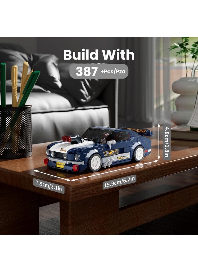 Speed Champion Mustang 1967 Car Building Sets With Display Case, Cool Simulation Cockpit Race Car Building Kits, 27048 Collectible Model Car Kits Building Blocks For Adults Kids 8+(376Pcs)