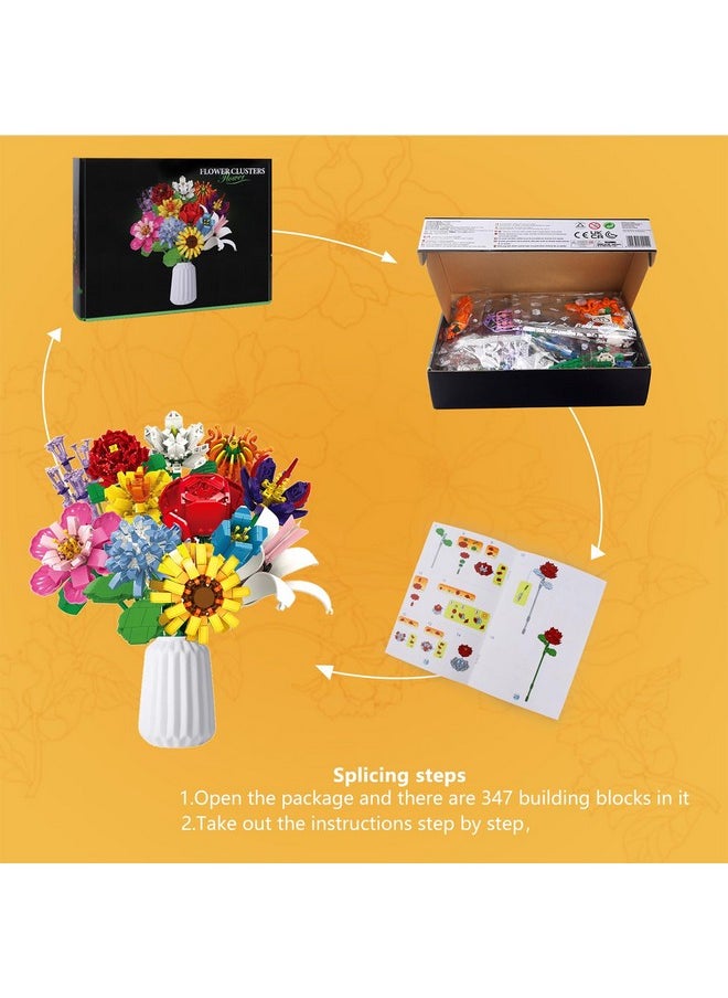 Flower Bouquet Building Set-1064 Pcs 12 Kinds Of Flowers Botanical Collection, Building Blocks Flower Brick Toys Creative Project For Home Room Décor Valentines’ Day Christmas Birthday