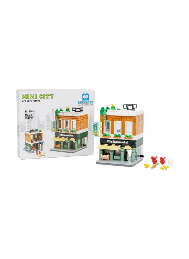 Exclusive Mini City Grocery Store Custom Designed 253 Pcs Model Compatible With Major Block Brands Fun And Creative Boys And Girls Building Set