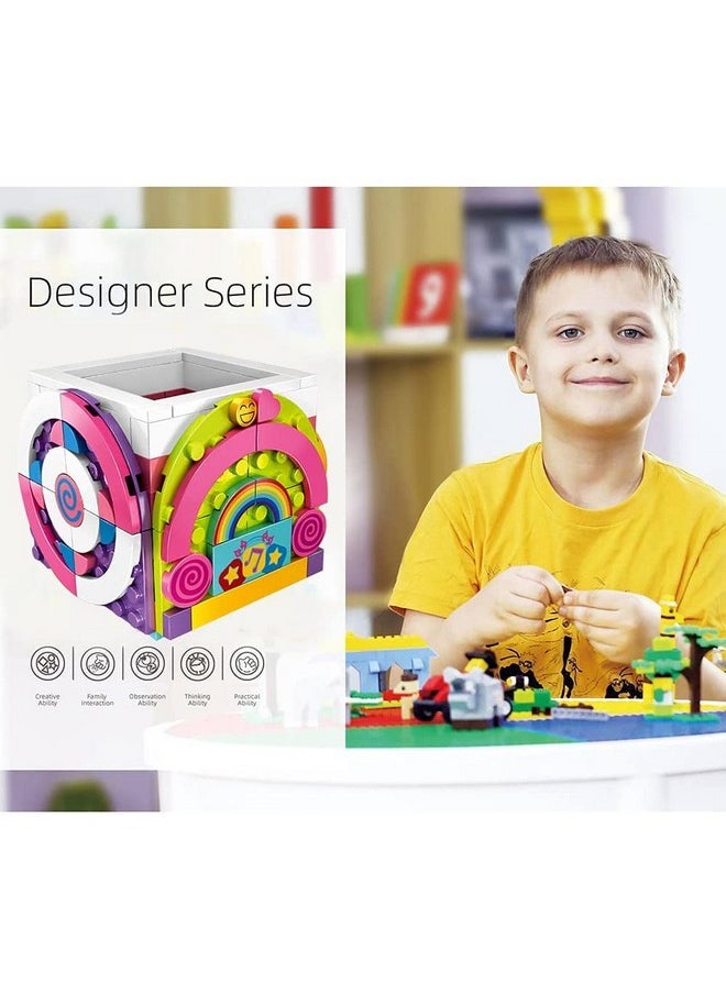 Dots Rainbow Pencil Holder, Diy Creative Craft Decorations Kit, Bricks Pen Holder, Building Blocks Pencil Jewelry Organizer Box, Fun Craft Kit Dots Construction Toys For Birthday Christmas Gift