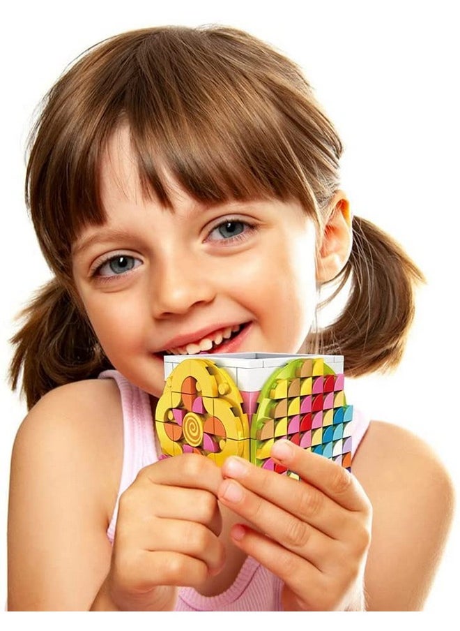 Dots Rainbow Pencil Holder, Diy Creative Craft Decorations Kit, Bricks Pen Holder, Building Blocks Pencil Jewelry Organizer Box, Fun Craft Kit Dots Construction Toys For Birthday Christmas Gift