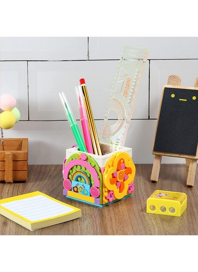 Dots Rainbow Pencil Holder, Diy Creative Craft Decorations Kit, Bricks Pen Holder, Building Blocks Pencil Jewelry Organizer Box, Fun Craft Kit Dots Construction Toys For Birthday Christmas Gift