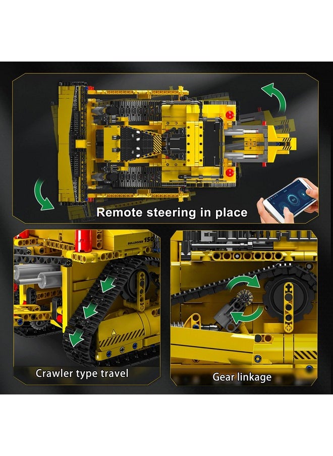 Bulldozer Technique Building Set, App-Controlled 2.4G Rc Bulldozer Truck Construction Vehicle Toys With Engines, Diy Engineering Model Sets For Adults/14+(1508 Pieces)