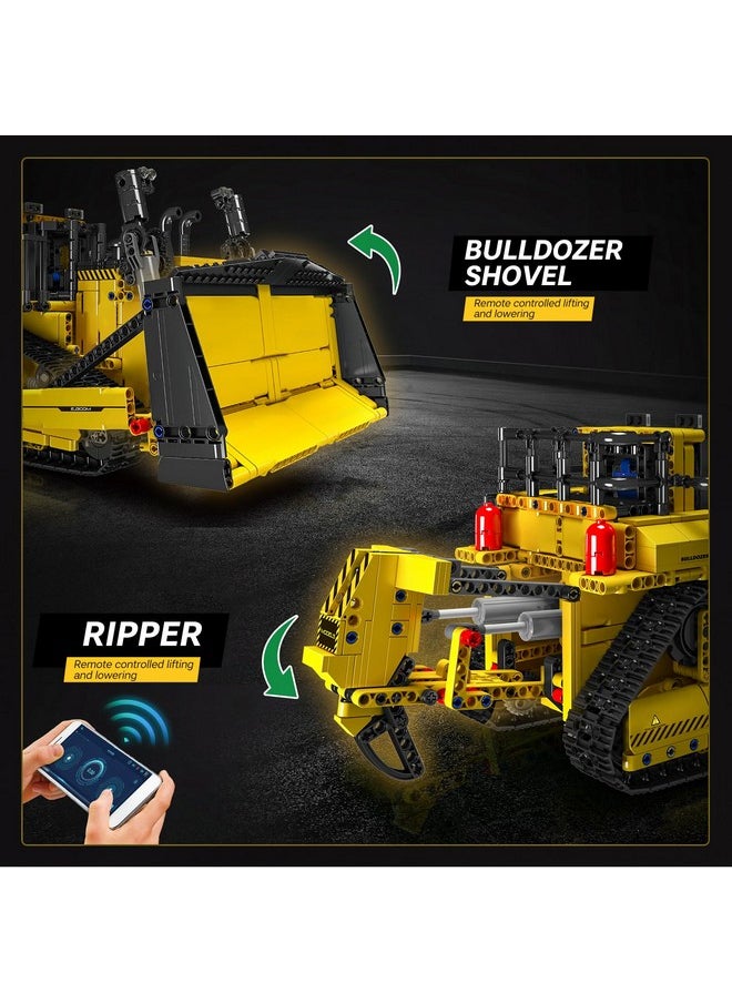 Bulldozer Technique Building Set, App-Controlled 2.4G Rc Bulldozer Truck Construction Vehicle Toys With Engines, Diy Engineering Model Sets For Adults/14+(1508 Pieces)