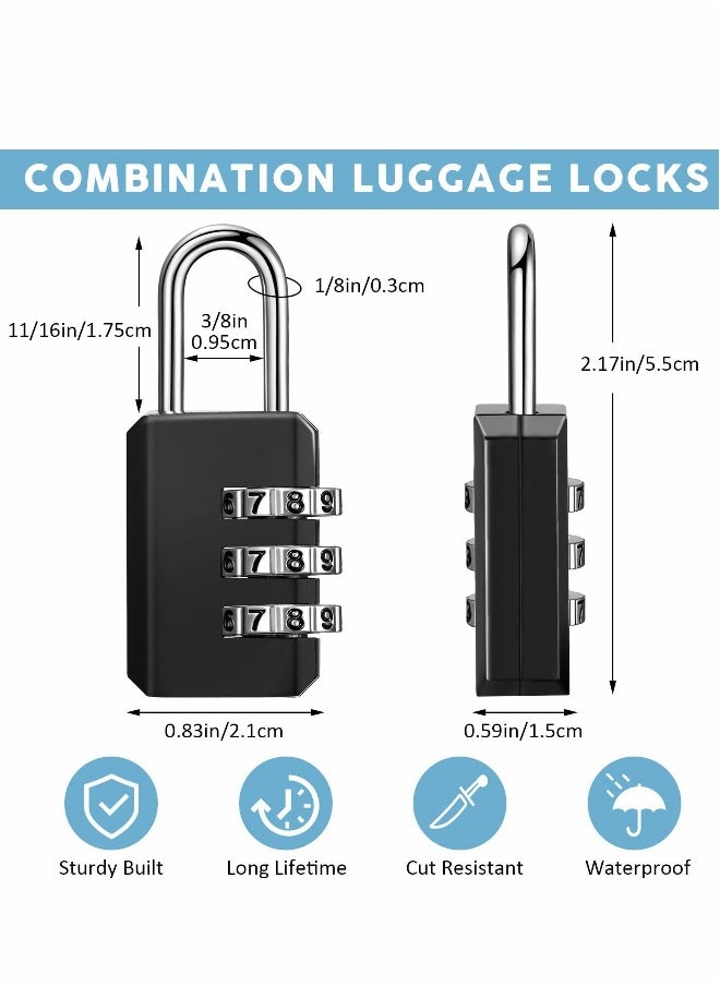 Locks Travel, Combination Lock, Bag Lock, 6 Pack, 3 Digit Combination Padlock for Traveling Toolbox School Gym Door Locker Suitcases Employee Hasp Storage