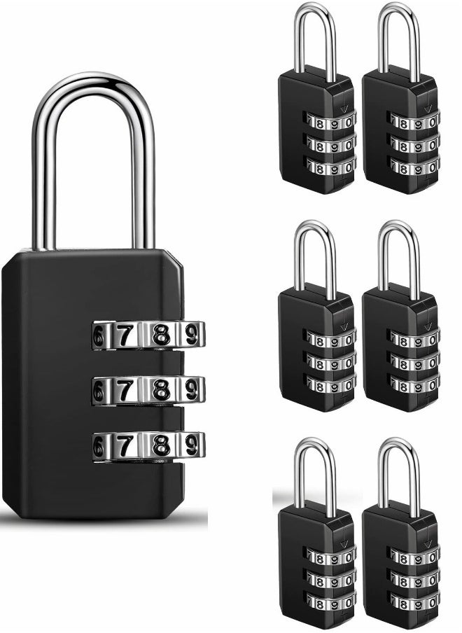 Locks Travel, Combination Lock, Bag Lock, 6 Pack, 3 Digit Combination Padlock for Traveling Toolbox School Gym Door Locker Suitcases Employee Hasp Storage