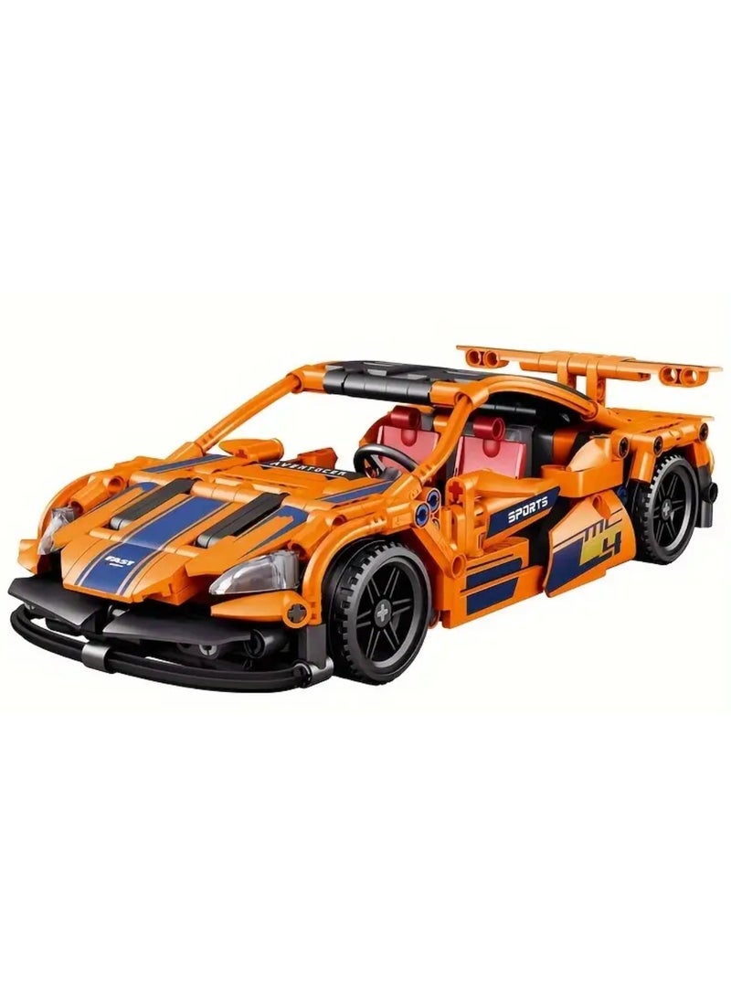 High-Quality DIY Sports Car Building Blocks Kit - Educational Engineering Toy for Youngsters, Orange/Mixed/Clear/Black ( 428 Pcs Blocks)