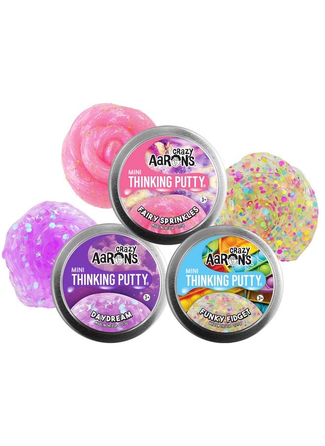 Crazy Aaron'S Putty Mini Tins Funky Fidget, Daydream & Fairy Sprinkles Gift Set Bundle - 3 Pack (13.3G Each)