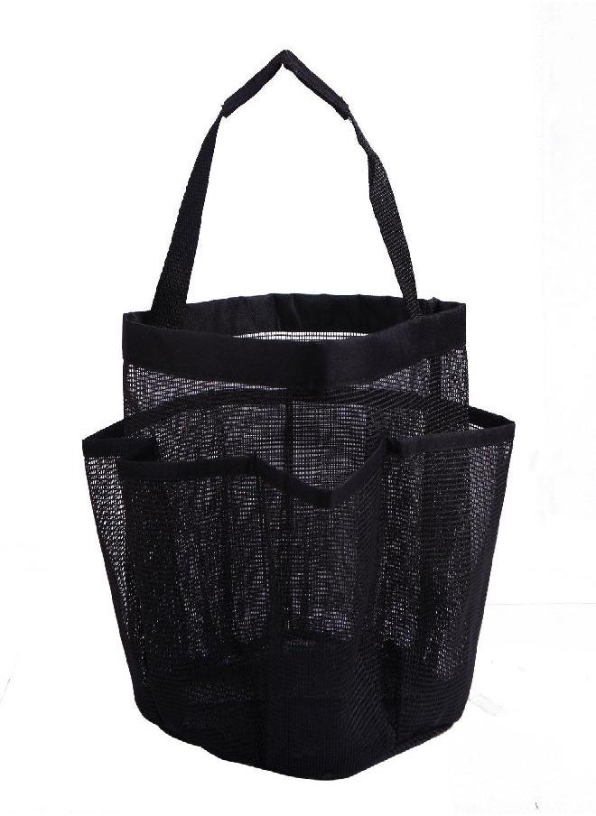 HDE Shower Caddy Mesh Bag College Dorm Bathroom Carry Tote Hanging Organizer (Black)