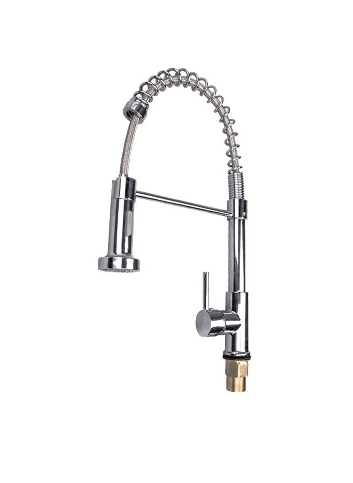 Single Handle Spring Pull-Down Kitchen Faucet, Stainless Steel Finish, 360 Degree Swivel