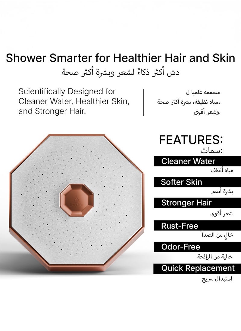 Nayra Premium Shower Head with High Pressure & Filter – Removes 98% Chlorine, Heavy Metals & Impurities, Hydrates Skin & Hair, Universal Fit, High Pressure, Ideal for Sensitive Skin