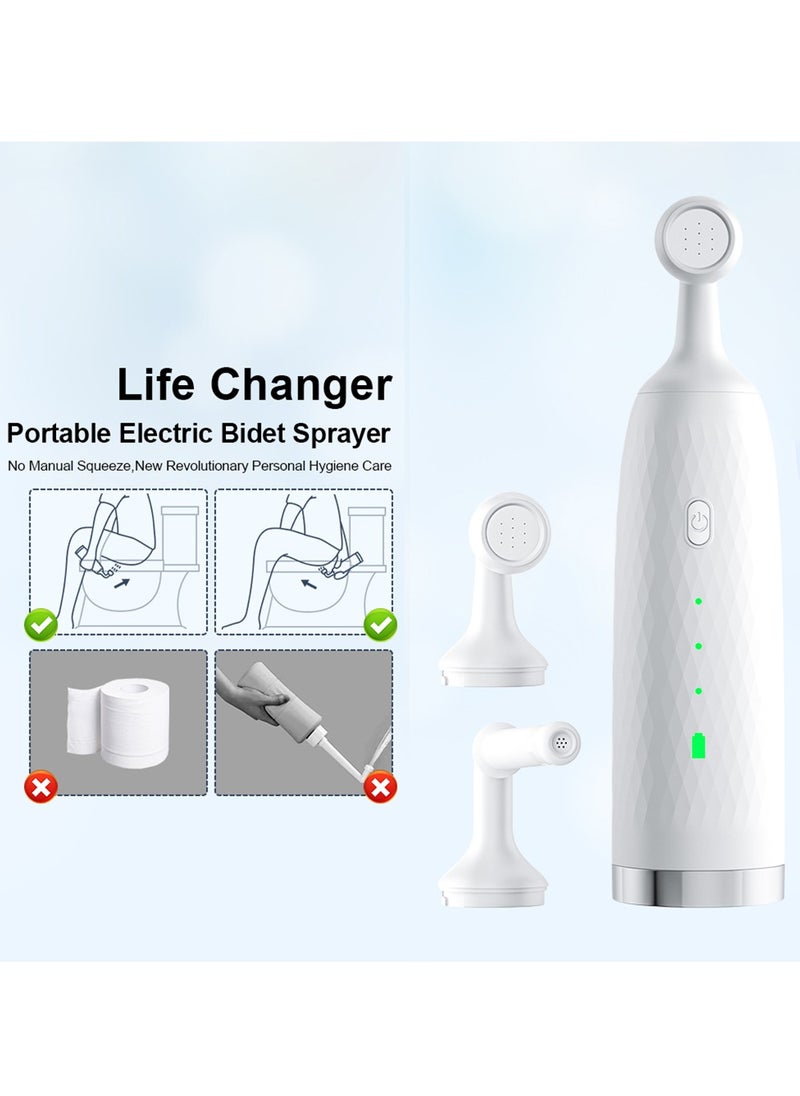 Electric Portable Bidet Sprayer with 2 Spray-heads and 3 Modes, UZMORE UZ-24001 - White