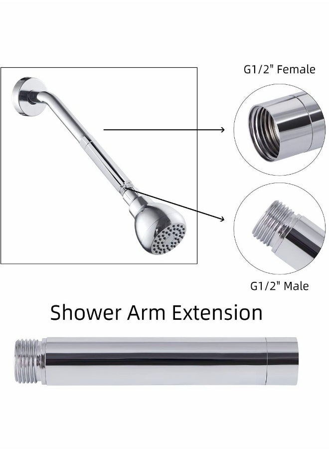 Shower Arm Extension, Shower Head Extender Stainless Steel with Chrome Finish, Adjustable Lower Shower Head, Bathroom Shower Accessory