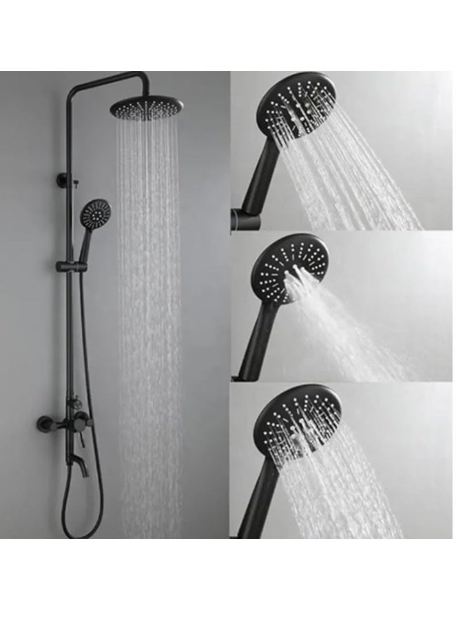 Stainless Steel Shower Wall Panel System | 5 Function Hand Shower Top Spray, Inner Tube and Shower Rod Shower System