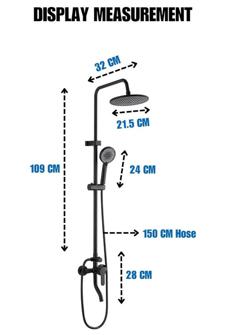 Stainless Steel Shower Wall Panel System | 5 Function Hand Shower Top Spray, Inner Tube and Shower Rod Shower System