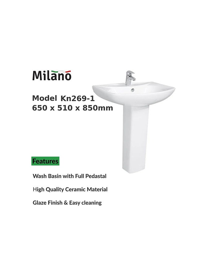 Wash Basin With Pedestal White Standard