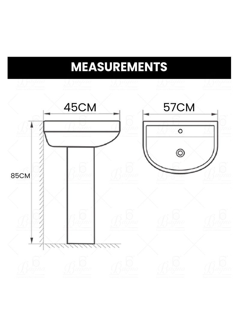 B BAGNO Basin Full Pedestal WB01