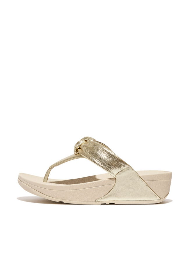 049-814 Fitflop Ladies Sandals Lulu Padded-Knot Metallic-Leather Toe-Post Sandals - Platino HN8-675