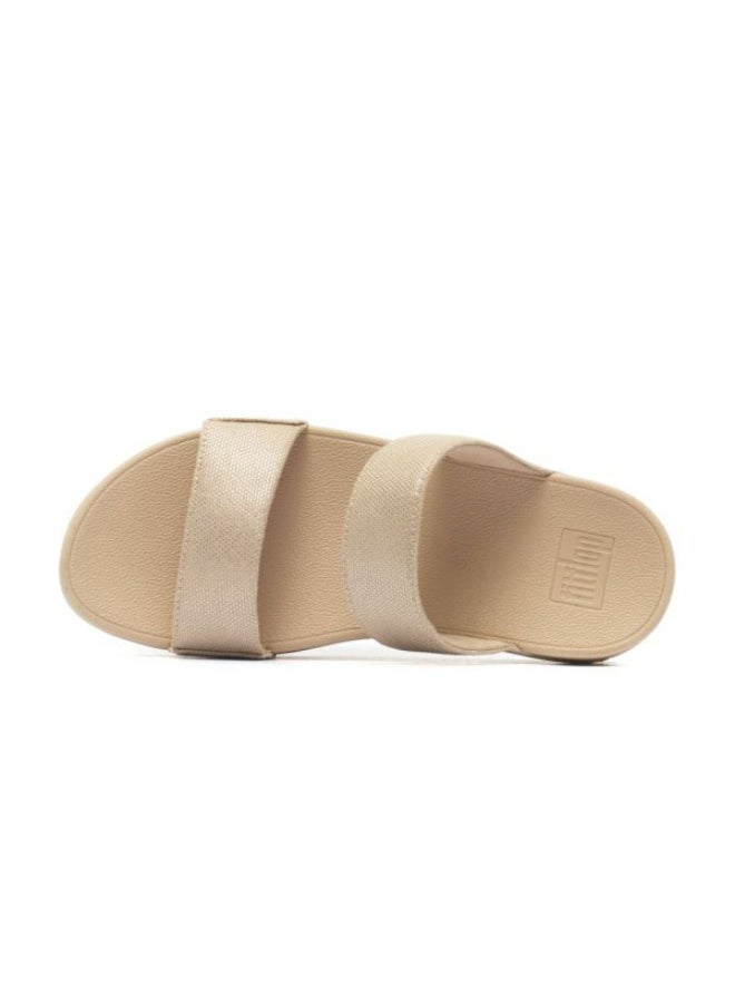 049-815 Fitflop Ladies Sandals Lulu Glitz-Canvas Slides - Platino HR2-675