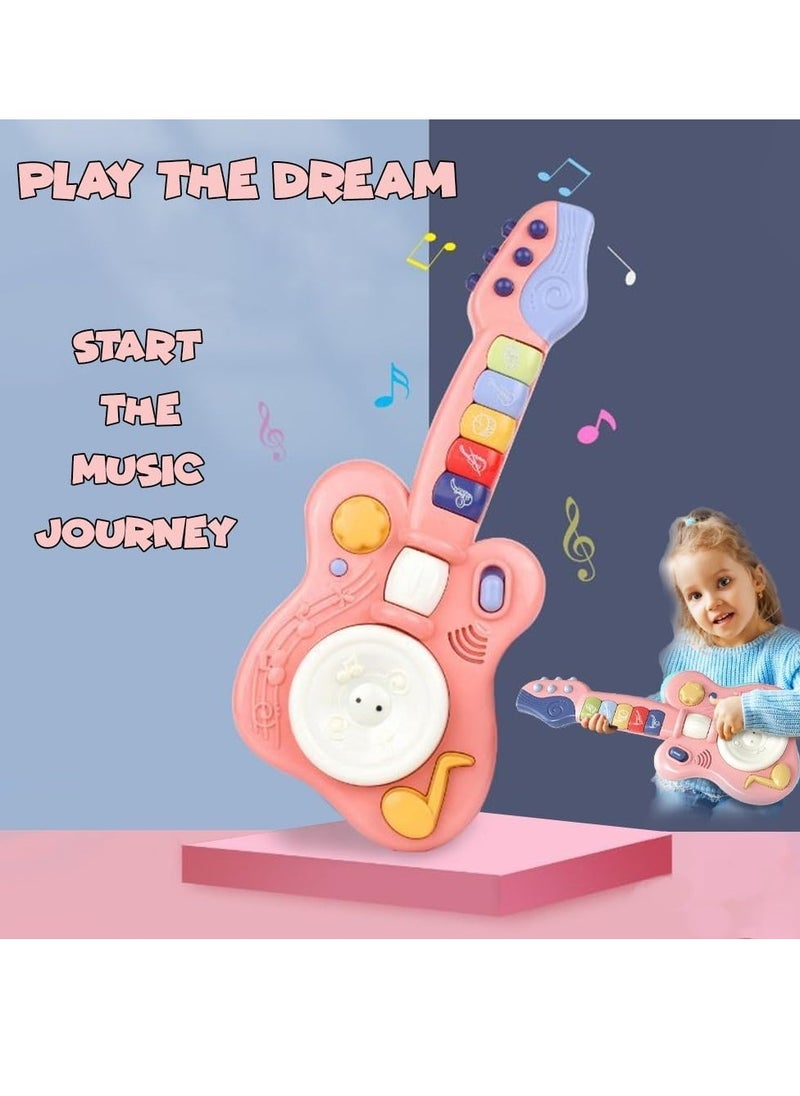 UKR Electronic Musical Toy – Pink Handheld Guitar for Kids 3+ | Battery-Powered ABS Electric Guitar for Creative Play & Early Learning