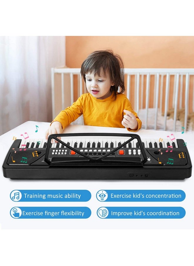 Piano For Kids With Microphone, Keyboard Piano For Beginners Electronic Keyboard 61 Keys With Dual Speakers/Led Display/Aux-In Jack/Music Stand Piano Toys For Boys Girls Ages 3-12