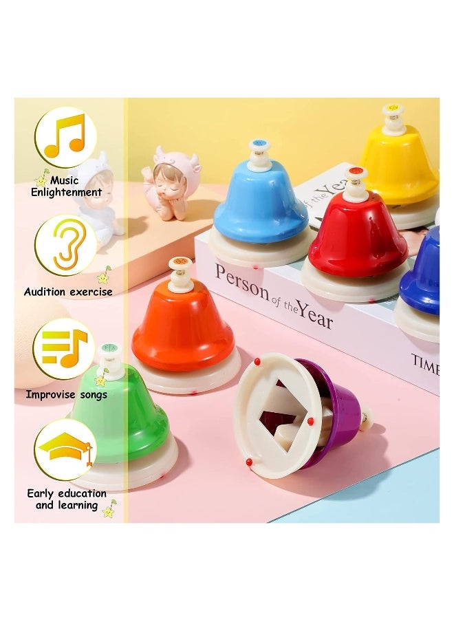 Desk Bells for Kids, 8 Notes Diatonic Colorful Metal Hand Bells Set, Percussion Musical Instrument, Great Holiday Birthday Gift for Children