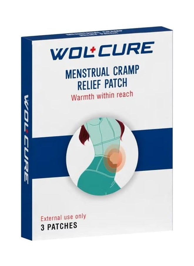 Wolcure Menstrual Cramp Relief Patch - 3 Heatwraps per Pack, 5 Packs, Fast Heating, Lasts Up to 12 Hours, Non-Medicated, Easy to Use