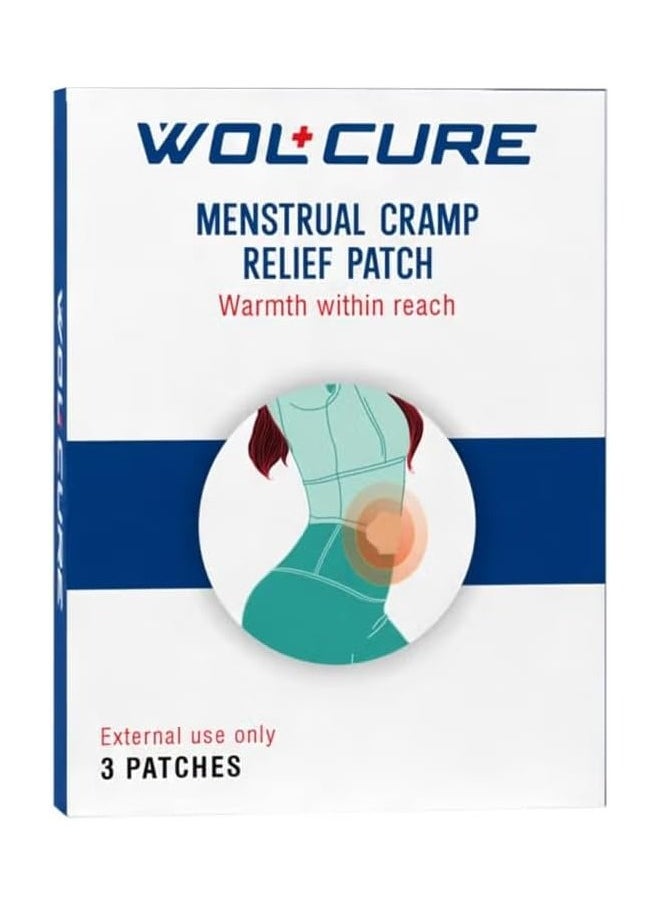 Wolcure Menstrual Cramp Relief Patch - 3 Heatwraps per Pack, 5 Packs, Fast Heating, Lasts Up to 12 Hours, Non-Medicated, Easy to Use