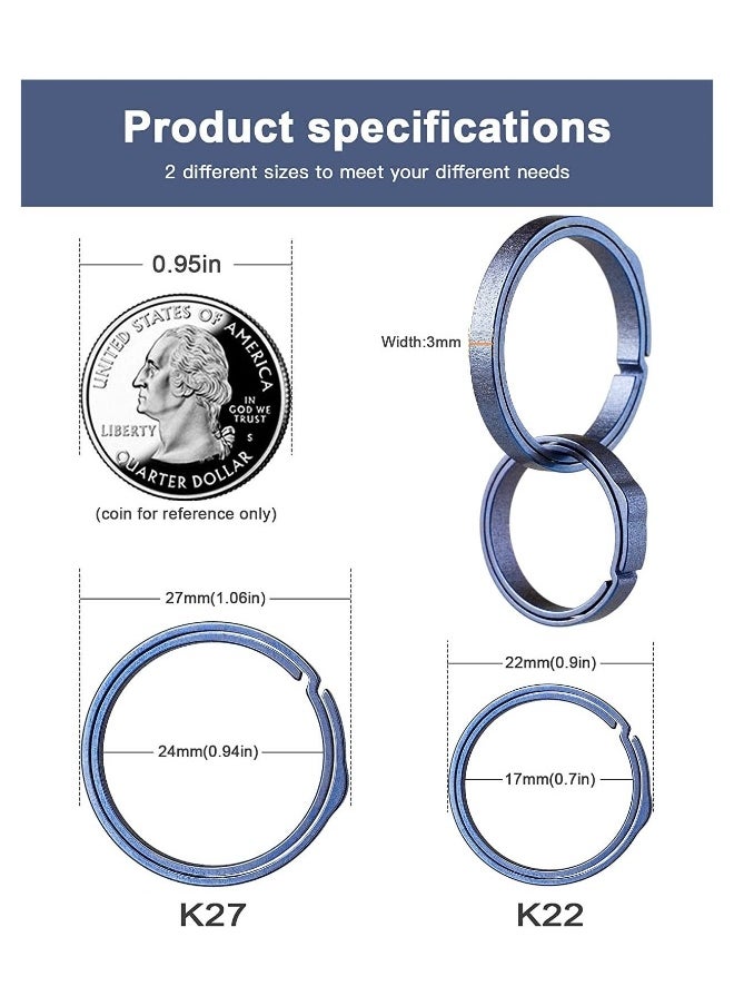 Key Rings Elegant Quick Release Side Pushing Split Rings Kit for Keychains Circular Keychain Hoops Keyring Loop Keyring Connector Heavy Duty Keyring for Dog Tag