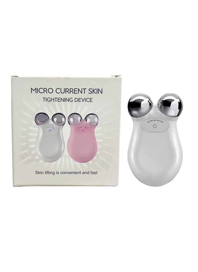 Micro Current Skin Tightening Device，Microcurrent Face Device Roller Rechargeable USB Mini Facial Massager, Micro-current beauty instrument Lift puller Home lift import instrument V face roller face massager #White