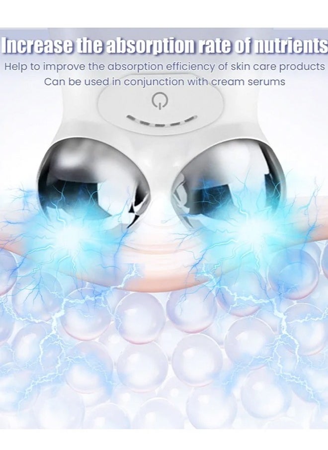 Micro Current Skin Tightening Device，Microcurrent Face Device Roller Rechargeable USB Mini Facial Massager, Micro-current beauty instrument Lift puller Home lift import instrument V face roller face massager #White