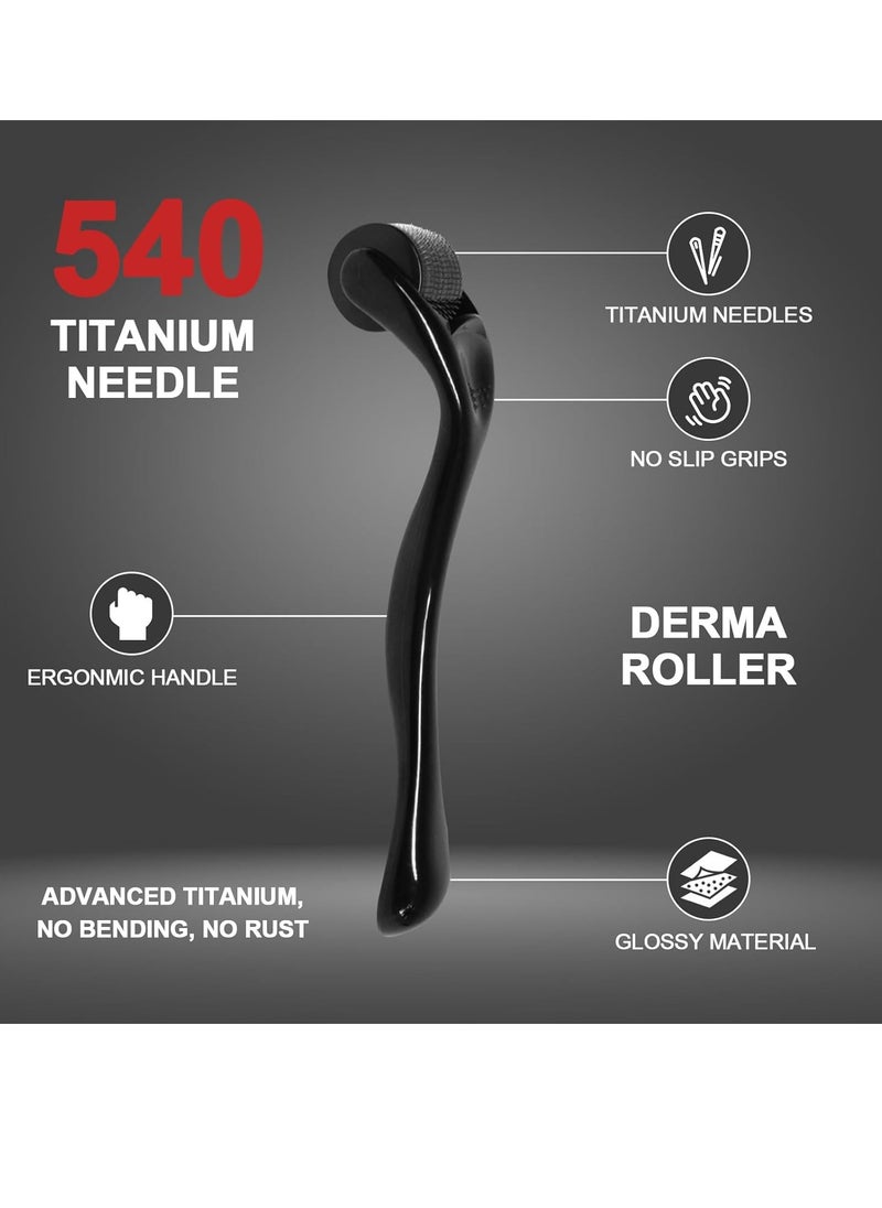 540 Titanium Derma Roller - Microneedle Micro Needle Roller for Men and Women Home Use - Microneedling Roller Dermaroller Skin Care Tool (#0.5#)