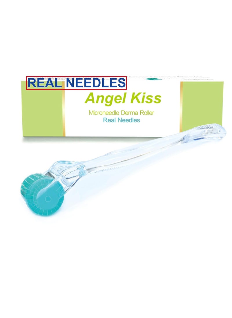 Angel Kiss Derma Roller REAL NEEDLE - 0.3mm Microneedling Roller for Face Body, 192 Individual Stainless Steel Needles, Face Microdermabrasion Roller for Men and Women