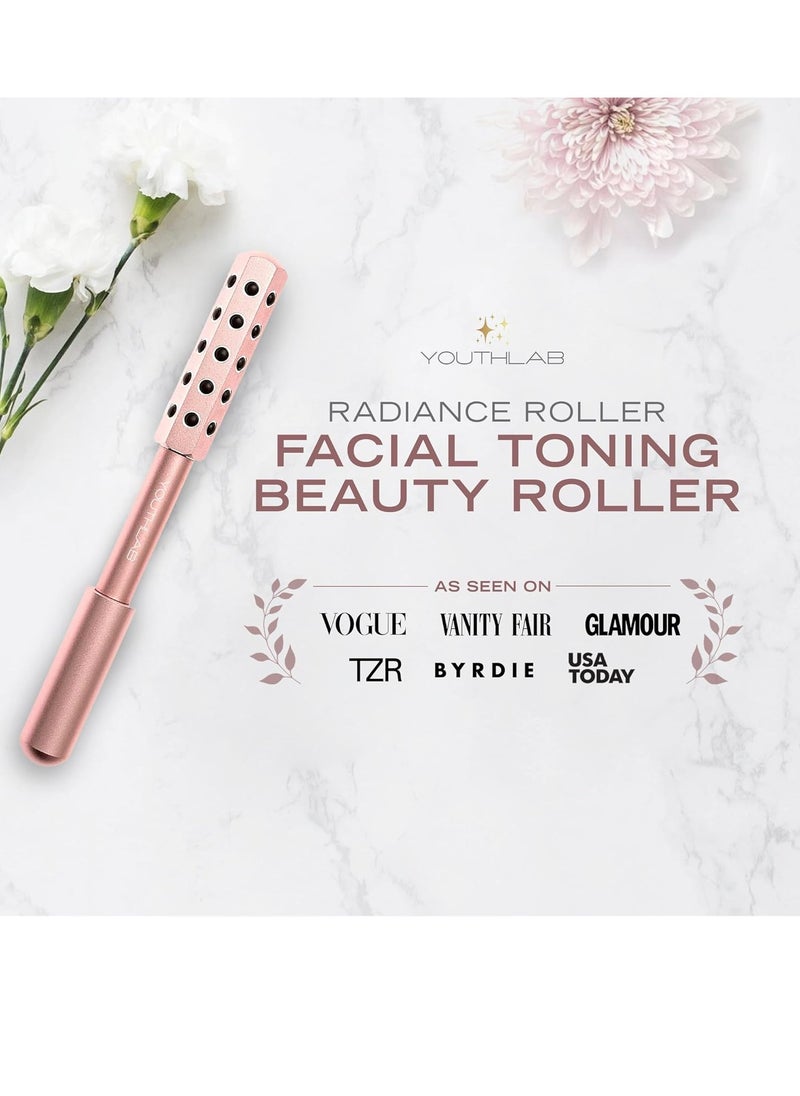 YouthLab Radiance Roller - Germanium Stone Uplifting Face Beauty Massage Tool /Roller/Wand for Skin Tightening/Firming, De-Puffing, Sculpt/Lift, Anti-Aging (Rose Gold)