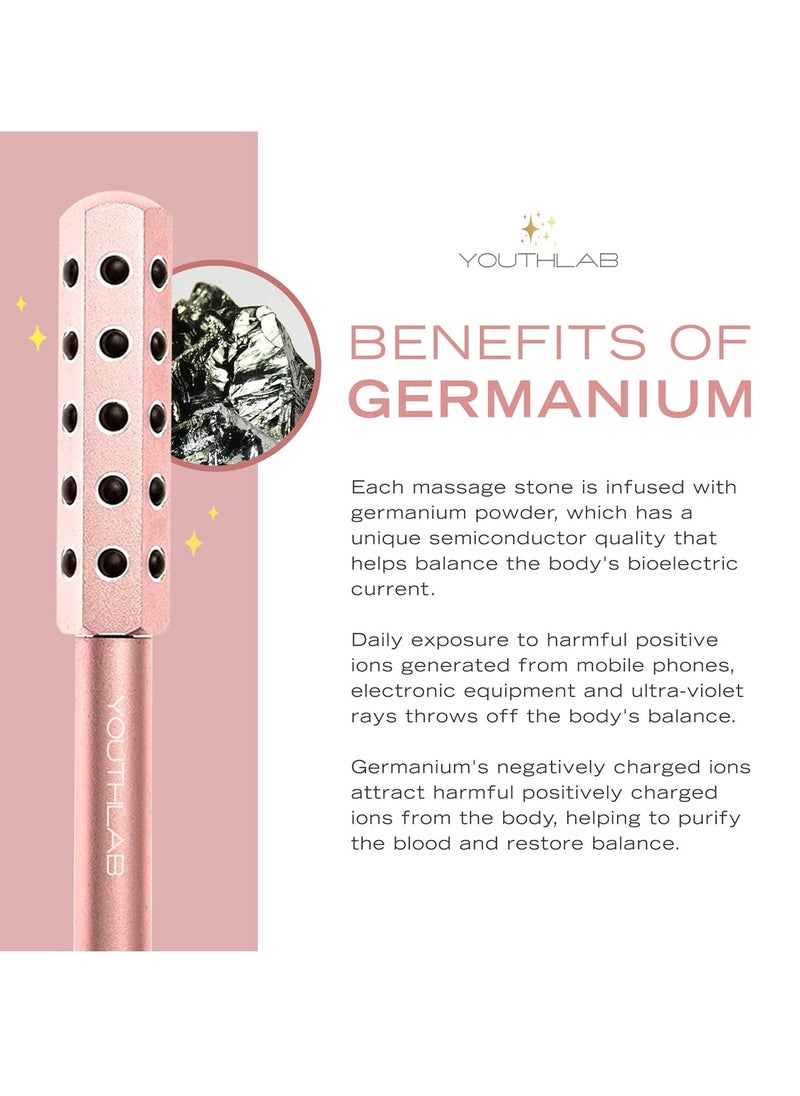 YouthLab Radiance Roller - Germanium Stone Uplifting Face Beauty Massage Tool /Roller/Wand for Skin Tightening/Firming, De-Puffing, Sculpt/Lift, Anti-Aging (Rose Gold)