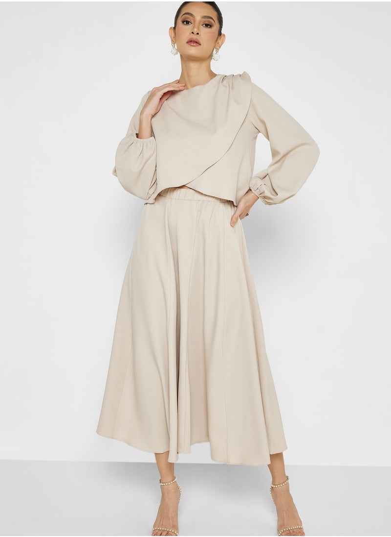 Balloon Sleeve Top & Skirt Set