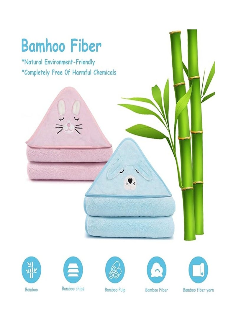 Goolsky 2 Pack Bamboo Hooded Baby Towel - Premium Soft Bath Towel for Bathtub for Babie, Newborn, Infant - Ultra Absorbent, Natural Baby Stuff Towel for Boy and Girl (Cat, Dog)