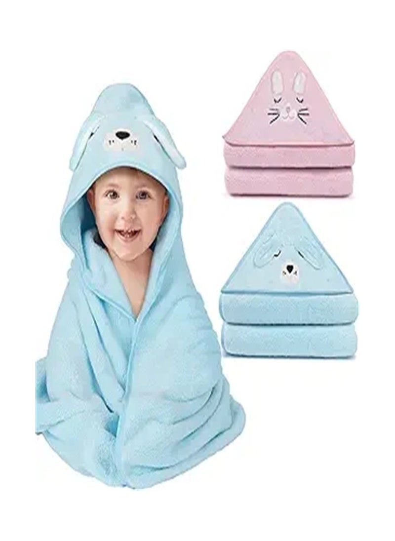 Goolsky 2 Pack Bamboo Hooded Baby Towel - Premium Soft Bath Towel for Bathtub for Babie, Newborn, Infant - Ultra Absorbent, Natural Baby Stuff Towel for Boy and Girl (Cat, Dog)