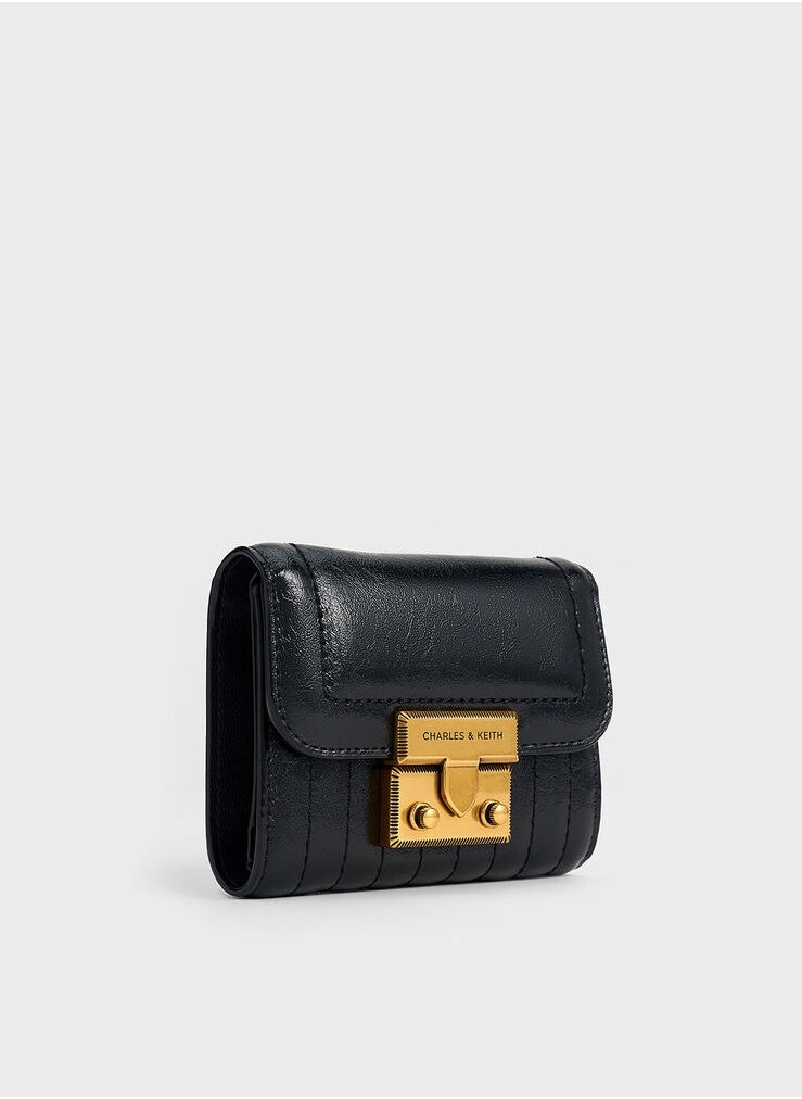 Donna Crinkle-Effect Wallet - Black