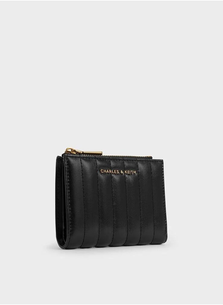 Donna Crinkle-Effect Panelled Top-Zip Wallet - Black